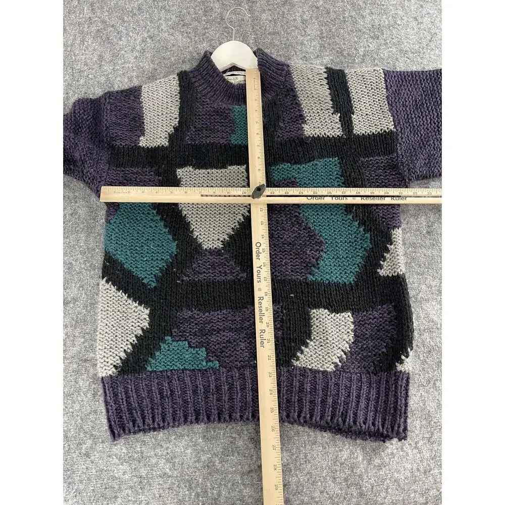 Sears Roebuck Sweater Mens Medium Vintage Hand Knit Pullover Purple N117